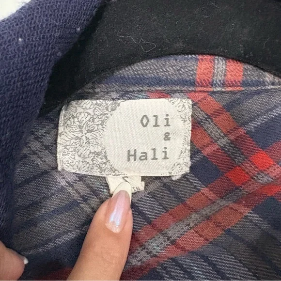 Oli & Hali Hooded Flannel Hooded Shacket Shirt dress size small - Picture 4 of 11
